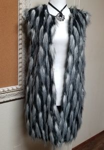Miami Black and Gray Faux Fur Vest
